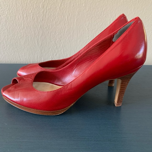 RED Cole Haan Peep Toe Pumps - Picture 4 of 7